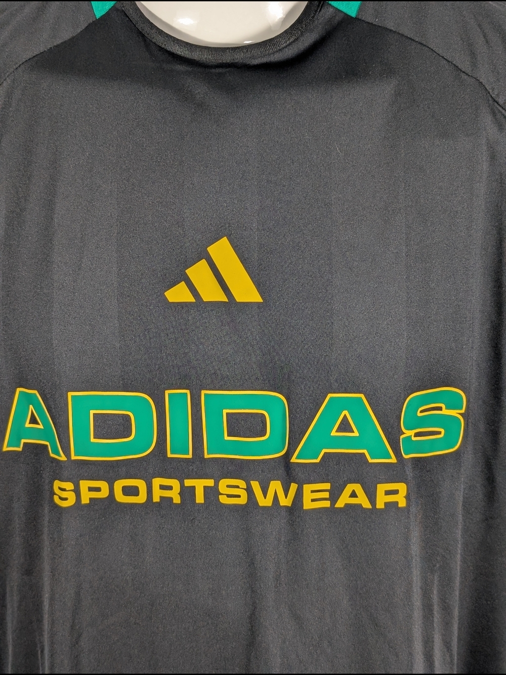 adidas Black Jersey Tee with Yellow & Green Logo - Picture 7 of 12